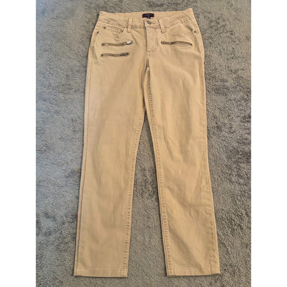 NYDJ Pants Womens 0L Beige Super Skinny Lift Tuck Technology Khaki Zippers